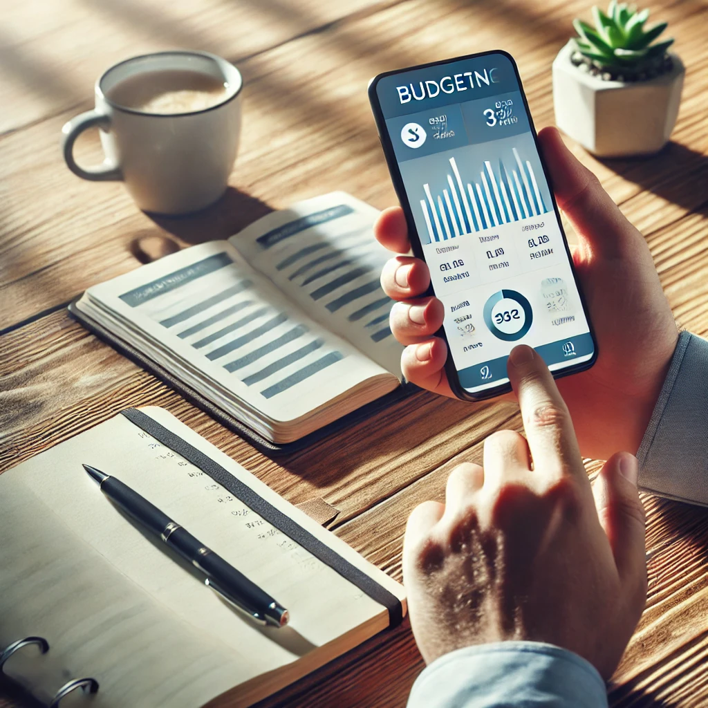 Person managing finances using a smartphone