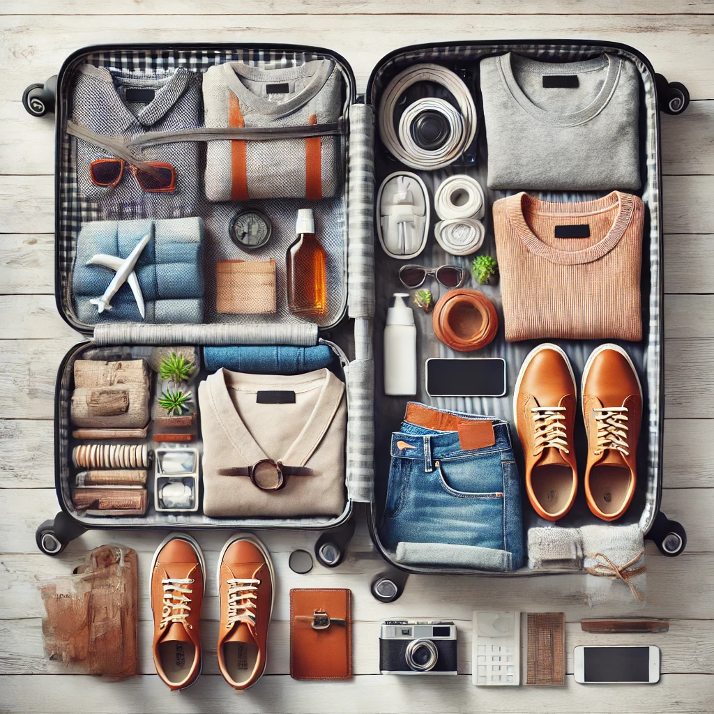 Neatly packed travel suitcase